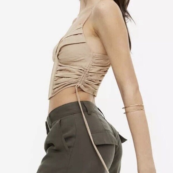 H&M Pink Beige Crop Top XS - Picture 2 of 7